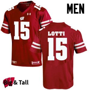 Men's Wisconsin Badgers NCAA #15 Anthony Lotti Red Authentic Under Armour Big & Tall Stitched College Football Jersey UO31D54UR